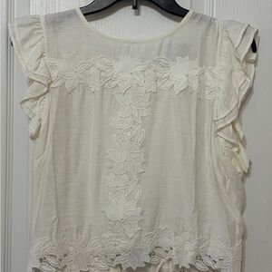 Sugarlips Cream Floral Lace Blouse